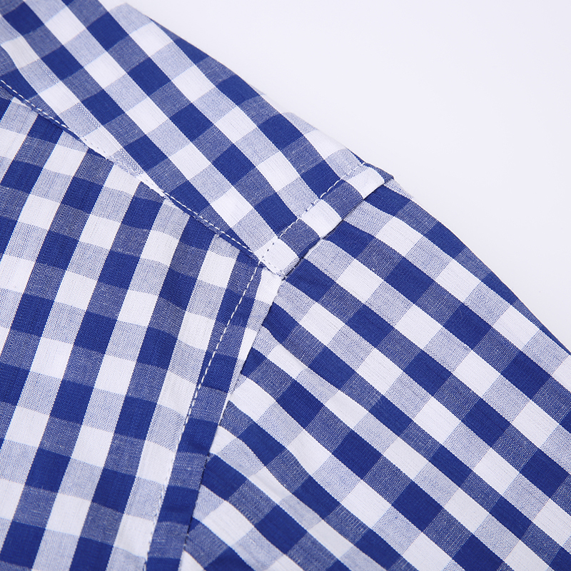 Summer Short Sleeve Plaid Shirts Fashion Men Business Casual Shirts square collar Cotton loose fit Shirts with front pocket T200505
