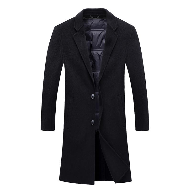 Men's Wool & Blends Winter 2021 Casual Coat Loose Suit Collar Youth Woolen Medium Length Solid Color