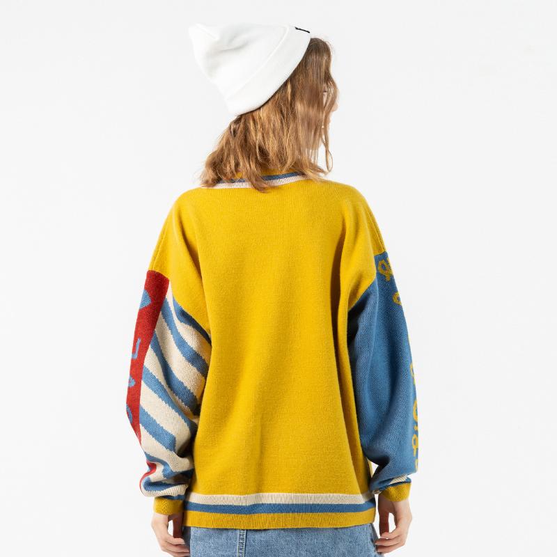 Men's Sweaters LACIBLE Harajuku Sweater Pullover Men Patchwork Clown Print Knitted Hip Hop Streetwear Retro 2021 Spring Male Loose Tops