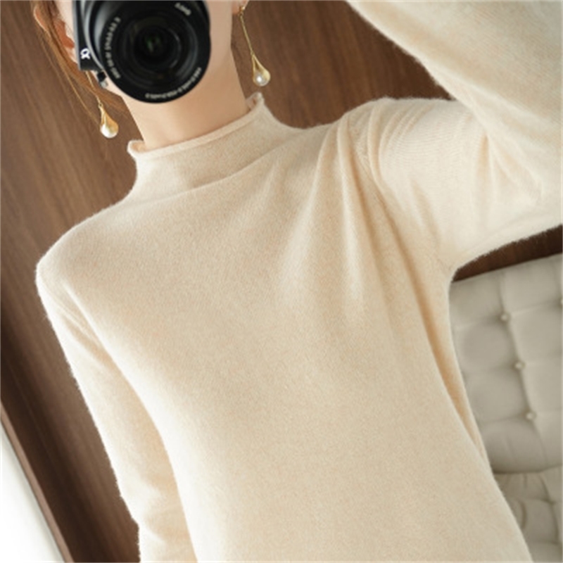 Autumn Winter Soft Stretch Women's Sweaters Thick Turtleneck Pullover Loose Elastic Pile Neck Women's Warm Knitted Sweaters 210218
