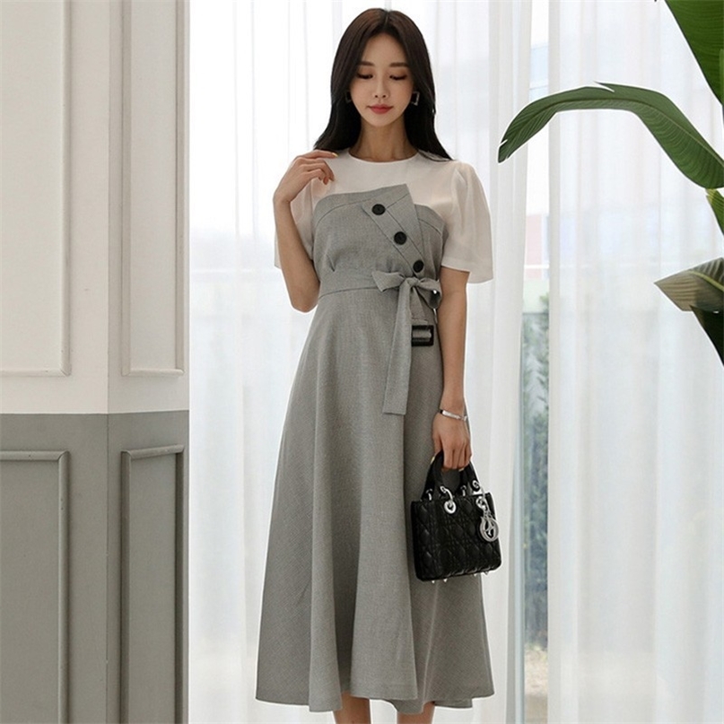 Vintage Women Dress Fashion O Neck Short Sleeve Summer Bowtie Sashes Patchwork Casual Work Party Midi 210603, As picture
Vintage Women Dress Fashion O Neck Short Sleeve Summer Bowtie Sashes Patchwork Casual Work Party Midi 210603, As picture