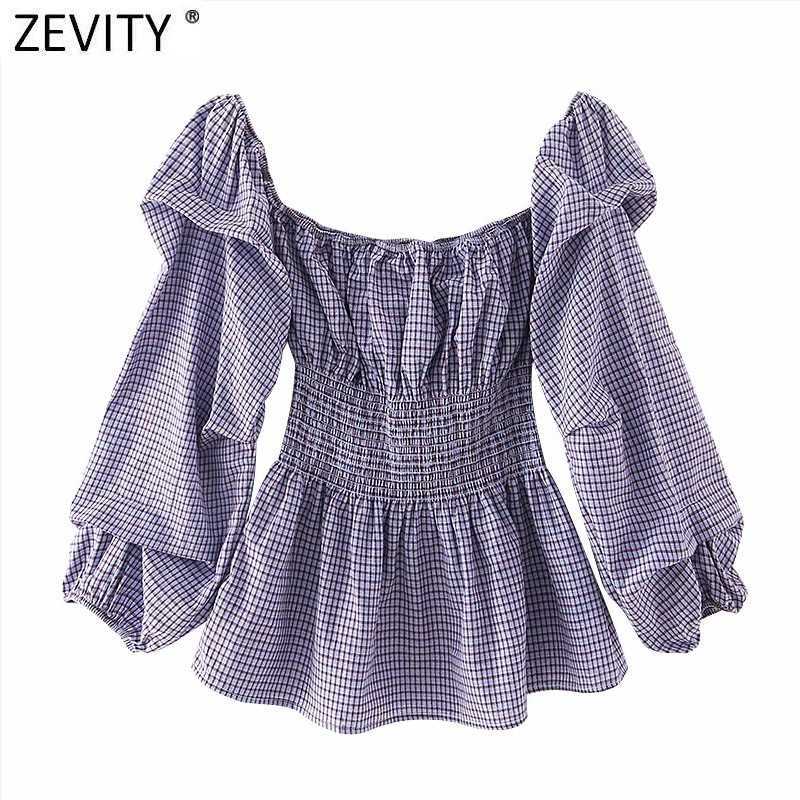 Zevity Women Sexy Off Shoulder Plaid Print Elastic Smock Blouse Office Ladies Lantern Sleeve Shirt Chic Retro Blusas Tops LS7555 210603, As pic ls7555gl
Zevity Women Sexy Off Shoulder Plaid Print Elastic Smock Blouse Office Ladies Lantern Sleeve Shirt Chic Retro Blusas Tops LS7555 210603, As pic ls7555gl