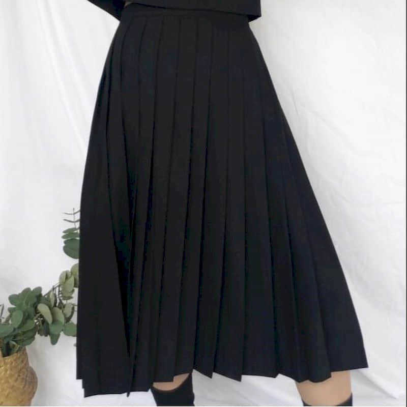 Long sleeve jk uniform skirt top + collar flower stockings college style class school suit JK long 210526