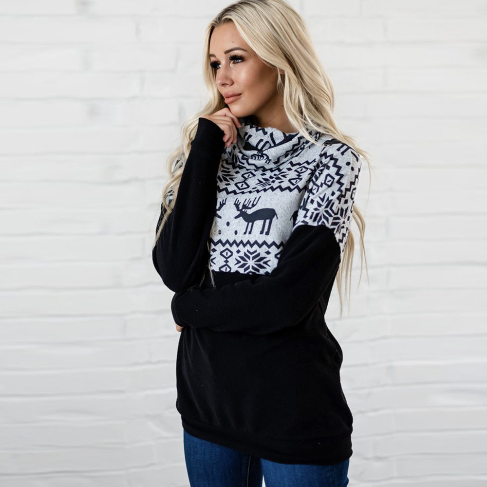 2021 New Women's Winter Long-sleeved Pullover Sweater Pullover Christmas Print Casual Plus Velvet Top, White;black
2021 New Women's Winter Long-sleeved Pullover Sweater Pullover Christmas Print Casual Plus Velvet Top, White;black