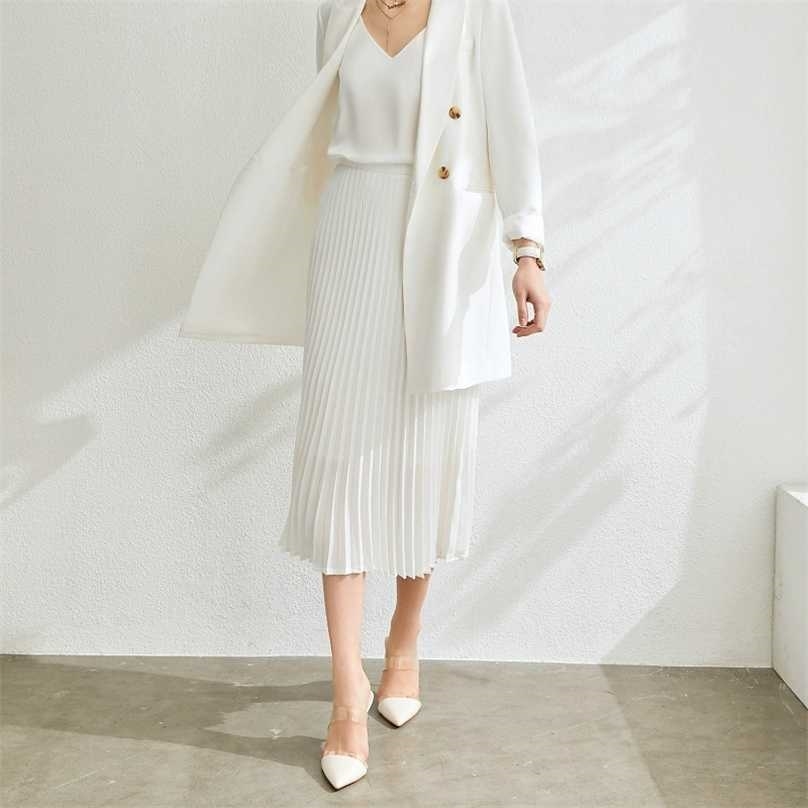 Fall Winter Office Wear White Black Long Skirt Vintage Korean England Style Elastic Waist Basic Accordion Pleated Skirts 211109
Fall Winter Office Wear White Black Long Skirt Vintage Korean England Style Elastic Waist Basic Accordion Pleated Skirts 211109