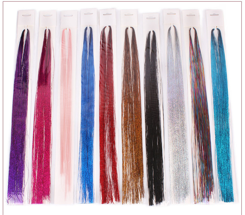Luxury Designer Sparkle Hair Tinsel Rainbow Colored Strands Girl Headwear for woman Laser False Hairs Extension Bling Decoration Glitter Strips Party 