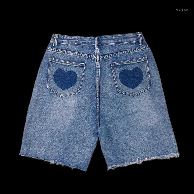 Summer Style Korean Love Heart Print Loose High Waist Five-point Jeans Shorts Women Women, Blue
Summer Style Korean Love Heart Print Loose High Waist Five-point Jeans Shorts Women Women, Blue
