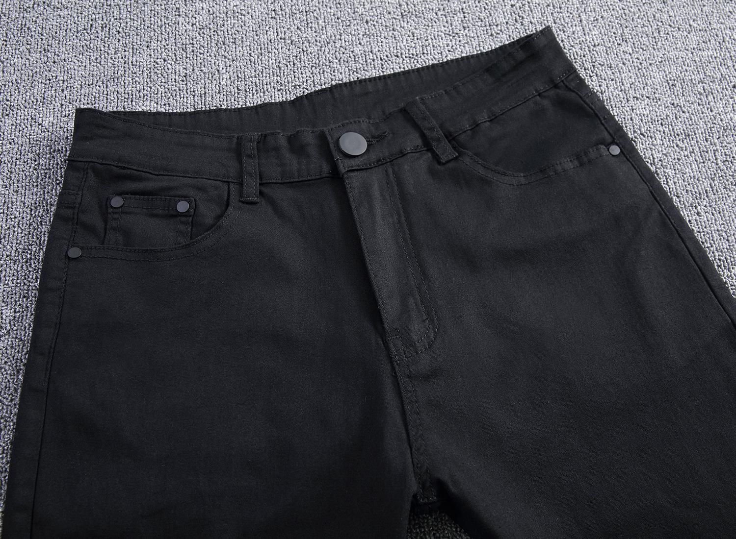 Mens Straight Slim Fit Biker Jean Pants Distressed Skinny Ripped Destroyed Denim Jeans Washed Hiphop Trousers Black Fashion