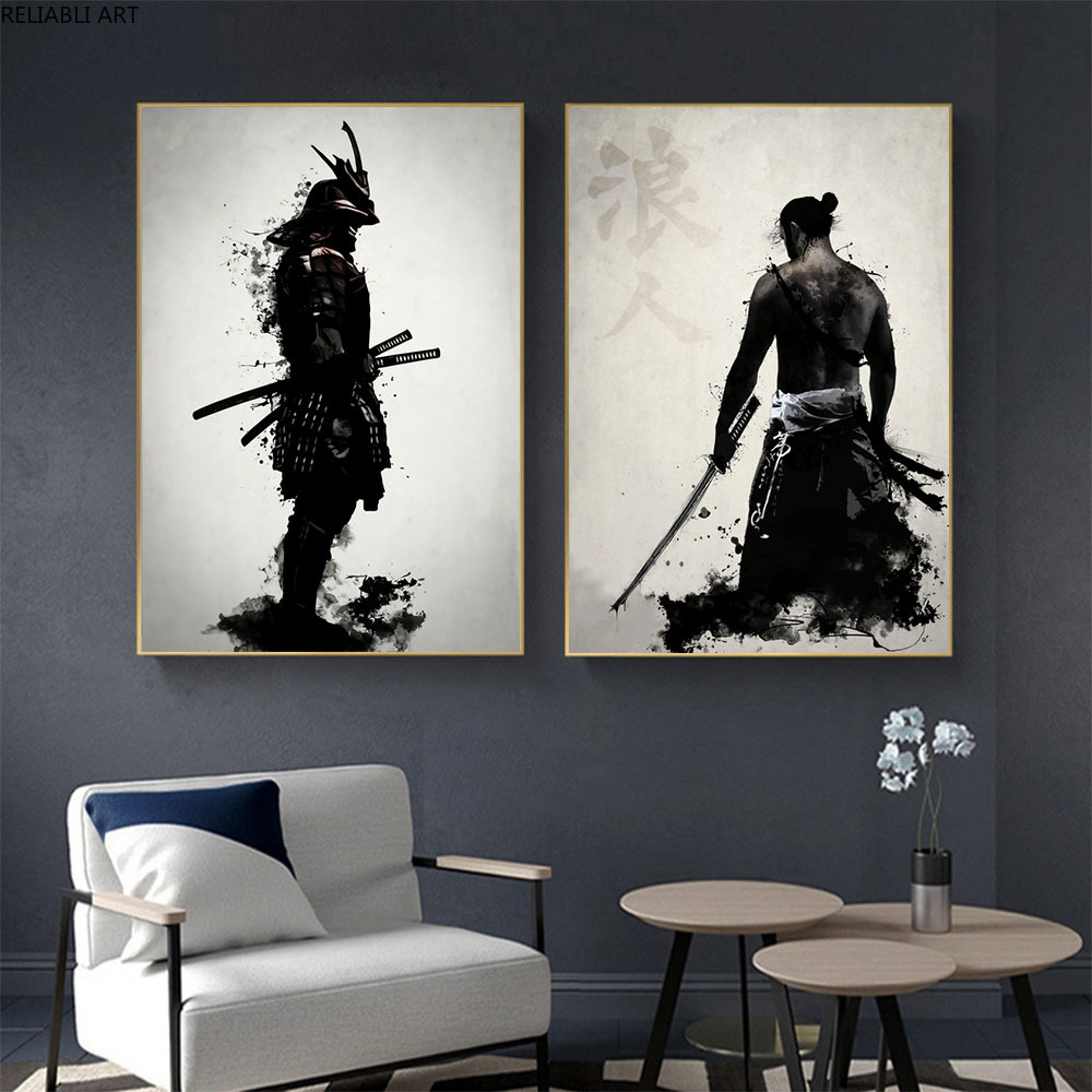 Modern abstract Japanese samurai painting canvas home decoration wall art poster living room printing poster home decoration