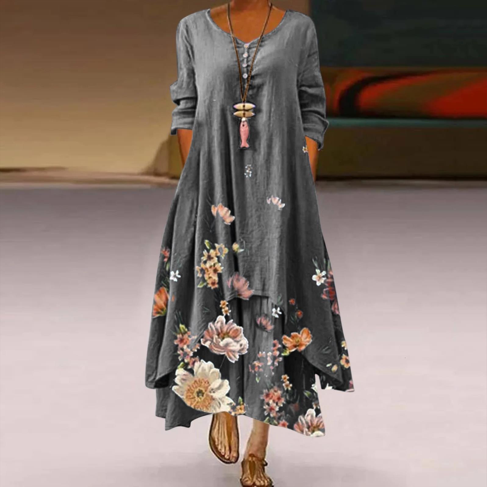 bohemian plus size casual womens dresses vintage print office o neck long sleeve irregular beach maxi, Black;gray
bohemian plus size casual womens dresses vintage print office o neck long sleeve irregular beach maxi, Black;gray