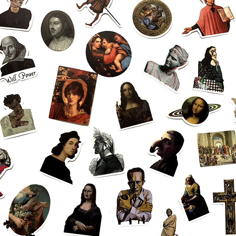 100PCS/Set Car Retro Roman Artist Stickers Famous Sculpture Decals Decoration For Skateboard Helmet Motorcycle Gifts Kids Water Cup Phone PC DIY Water