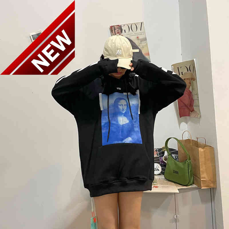 Mona New Off Trendy White Lisa Oil Painting Printing Loose Casual Men's and Women's Hoodie Terry Batch, Black
Mona New Off Trendy White Lisa Oil Painting Printing Loose Casual Men's and Women's Hoodie Terry Batch, Black