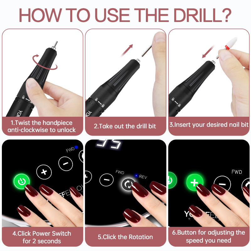 Nail Manicure Set 35000RPM Nail Drill Machine For Manicure Nail File With Touch Screen Acrylic Electric Nail Drill Milling Cutter Nail Art Tools 23081