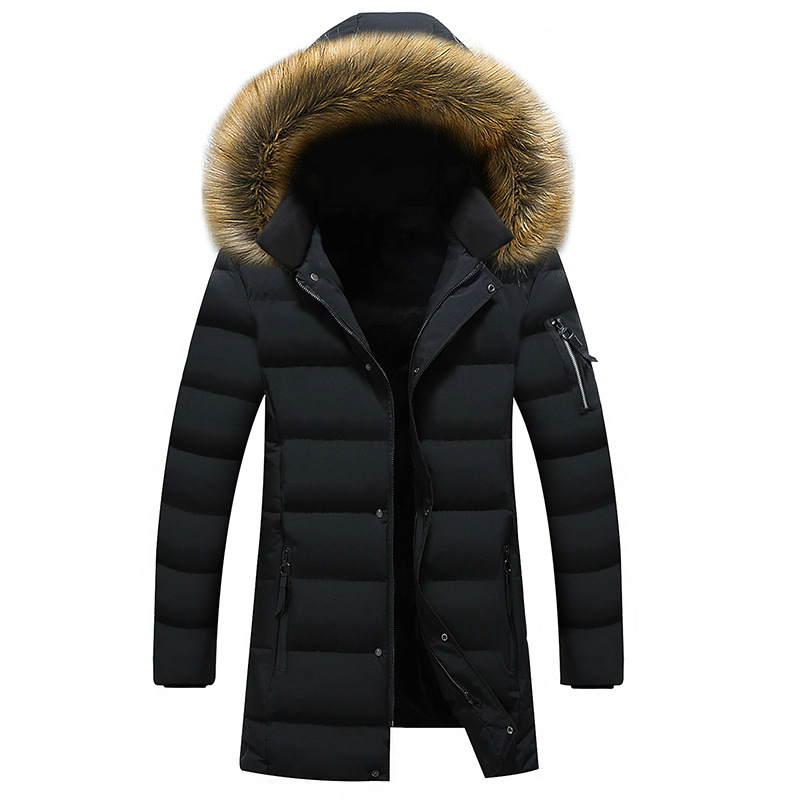 2021 Men's Plus Veet Thick Warm Cotton Parkas Male Casual Autumn and Winter New Mid-length Hooded Coat Large Size M-8xl Z5rq, Black
