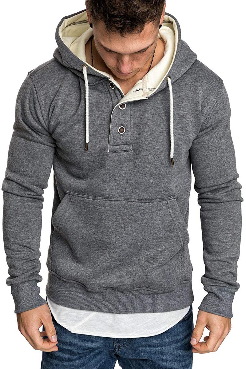 Spring autumn fleece hoodie sweater men neckline button decoration hooded Sweatshirts, Light gray
Spring autumn fleece hoodie sweater men neckline button decoration hooded Sweatshirts, Light gray
