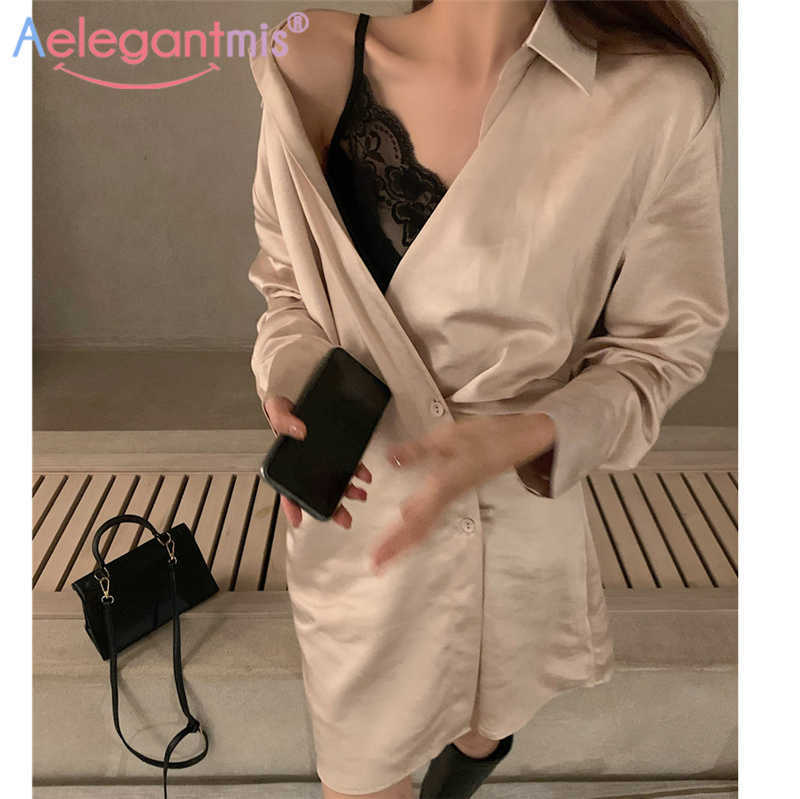 Aelegantmis Sexy Cozy Minimalism Satin Mini Dresses Women Fashion Lapel Solid Shirt Women's Comfort Vestidos 210607, As shown
Aelegantmis Sexy Cozy Minimalism Satin Mini Dresses Women Fashion Lapel Solid Shirt Women's Comfort Vestidos 210607, As shown