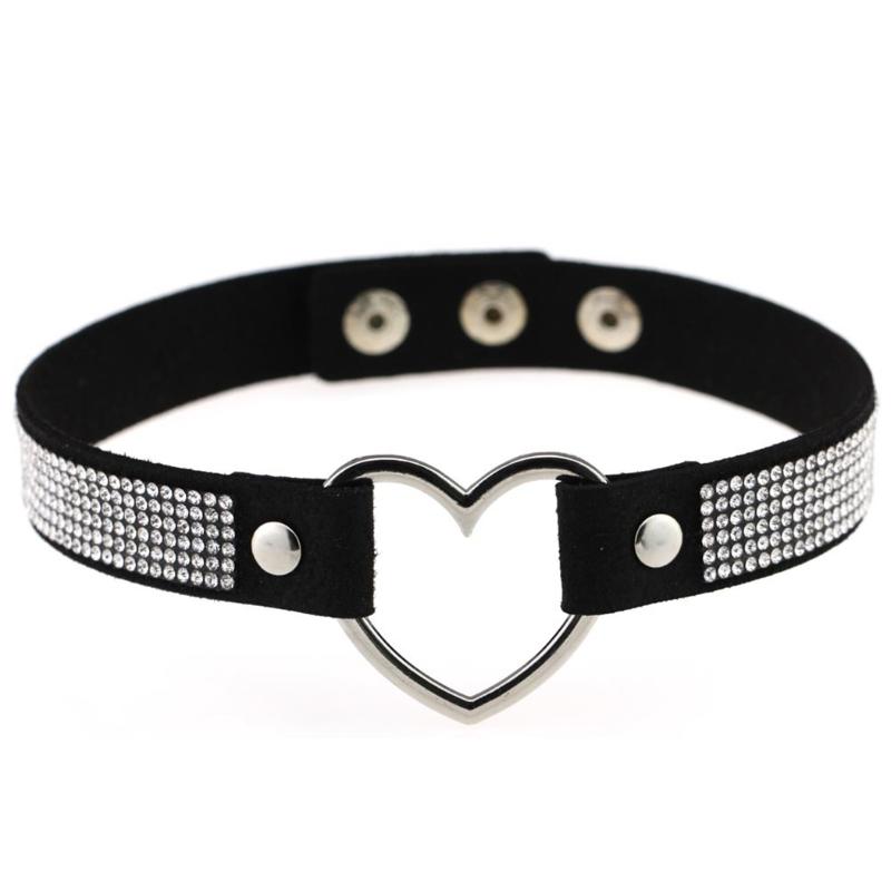 Chokers Heart Choker Shining Rhinestone Fake Leather Necklace Punk Collar PU Party Chocker Jewelry
Chokers Heart Choker Shining Rhinestone Fake Leather Necklace Punk Collar PU Party Chocker Jewelry