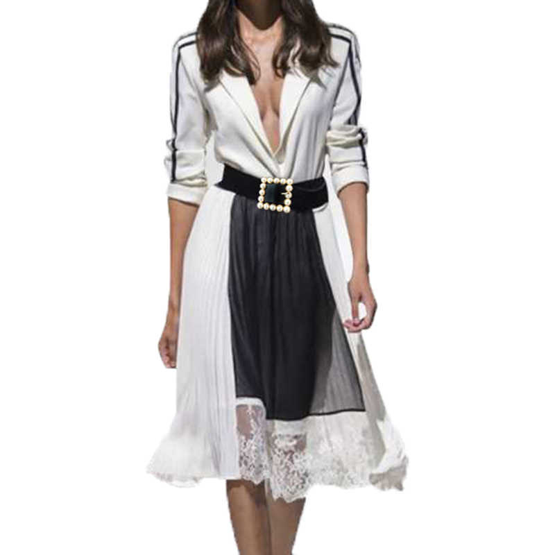 HIGH QUALITY Fashion Designer Women's Beading Belt Long Sleeve Turn-Down Collar Patchwork Letter Lace Pleated Dress 210526, Blue
HIGH QUALITY Fashion Designer Women's Beading Belt Long Sleeve Turn-Down Collar Patchwork Letter Lace Pleated Dress 210526, Blue