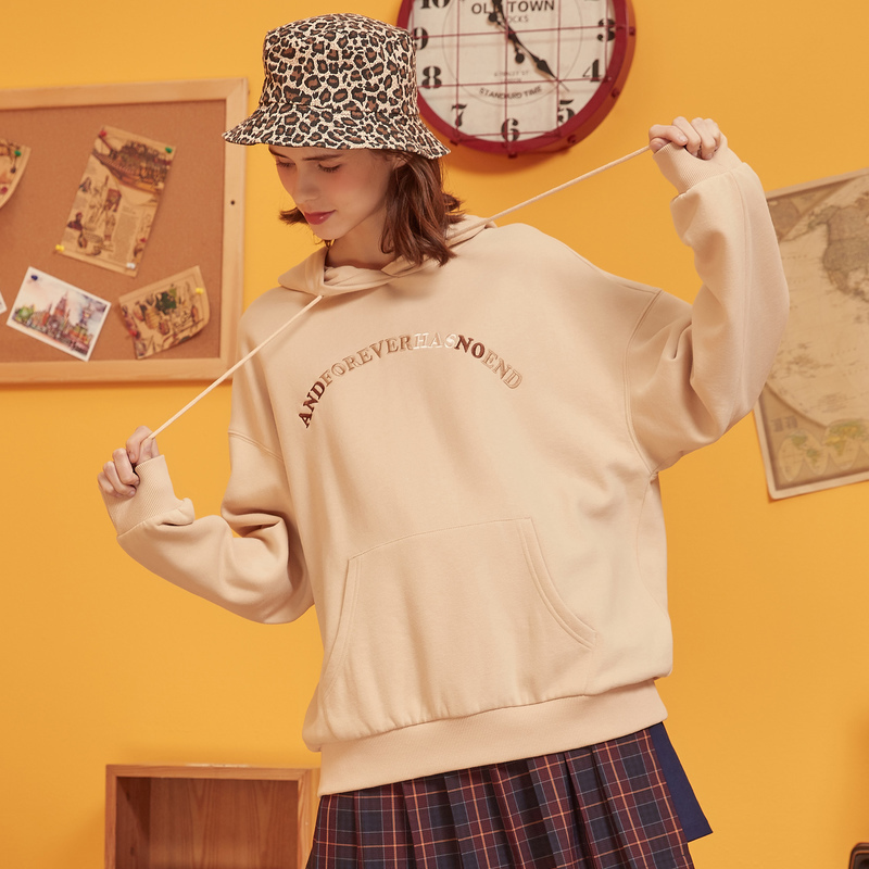 Metersbonwe Hoodies For Women Letter Girls Streetwear Casual Sweatshirt New Hoodies Student cashmere Hoodies 201106