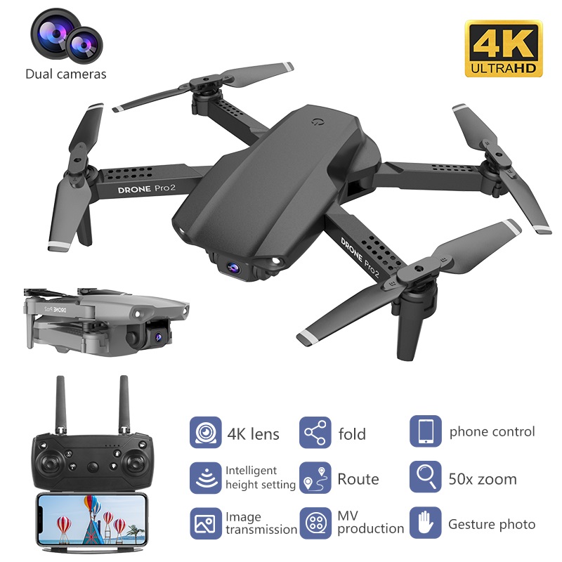 E99 RC Drone Optical Flow Precision Fixed Point 4K HD Camera Professional Aerial Photography Helicopter Foldable Quadcopter, Black
E99 RC Drone Optical Flow Precision Fixed Point 4K HD Camera Professional Aerial Photography Helicopter Foldable Quadcopter, Black