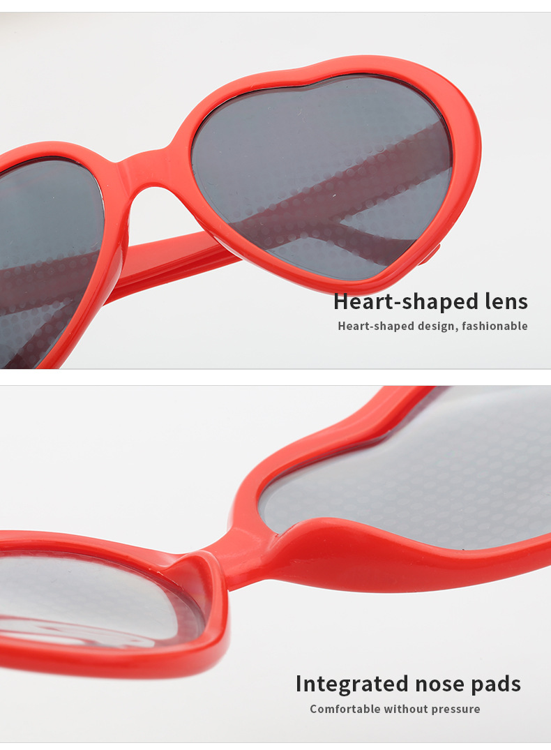 Whoesale Anti Blue Light Glasses Love Heart Shaped Effects Glass Diffraction Women Fashion Sunglasses Make Up