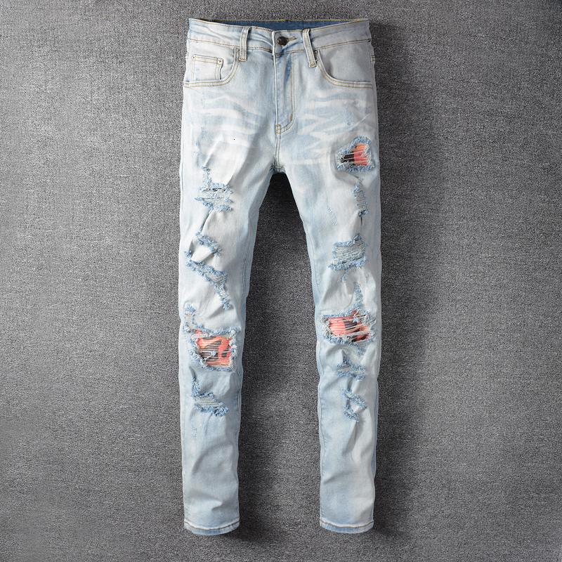 2021 New Fashion Streetwear Men Retro Light Blue Patches Designer Ripped Jeans Slim Fit Elastic Punk Pencil Pants Hip Hop Trousers 42p3
2021 New Fashion Streetwear Men Retro Light Blue Patches Designer Ripped Jeans Slim Fit Elastic Punk Pencil Pants Hip Hop Trousers 42p3