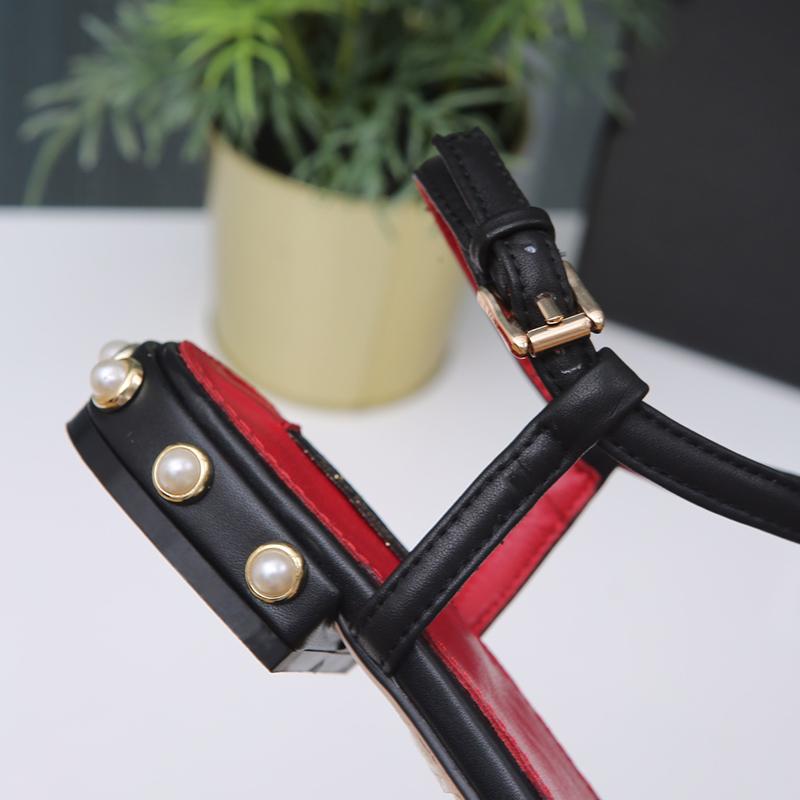 brand Genuine Leather Women Sandals flats Runway Ankle Strap 2cm Flats Shoes Ladies Summer Holiday Beach Sandals Party Shoes