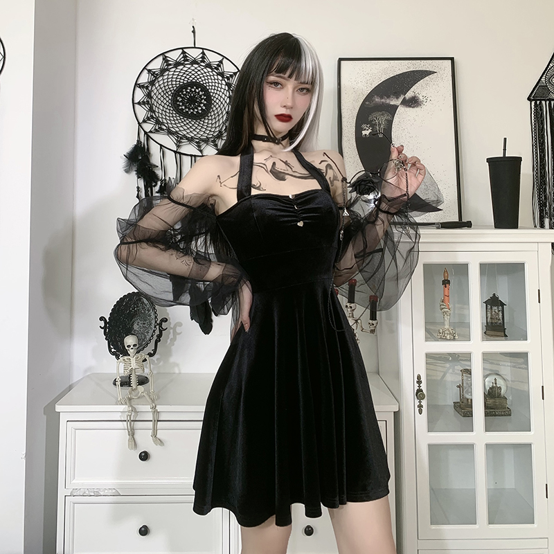 Mall Goth Black Mini Dress Vintage Aesthetic Mesh Sleeve High Waist Dresses Gothic Sexy Velvet Party Outfit Summer Dress, Black;gray
Mall Goth Black Mini Dress Vintage Aesthetic Mesh Sleeve High Waist Dresses Gothic Sexy Velvet Party Outfit Summer Dress, Black;gray
