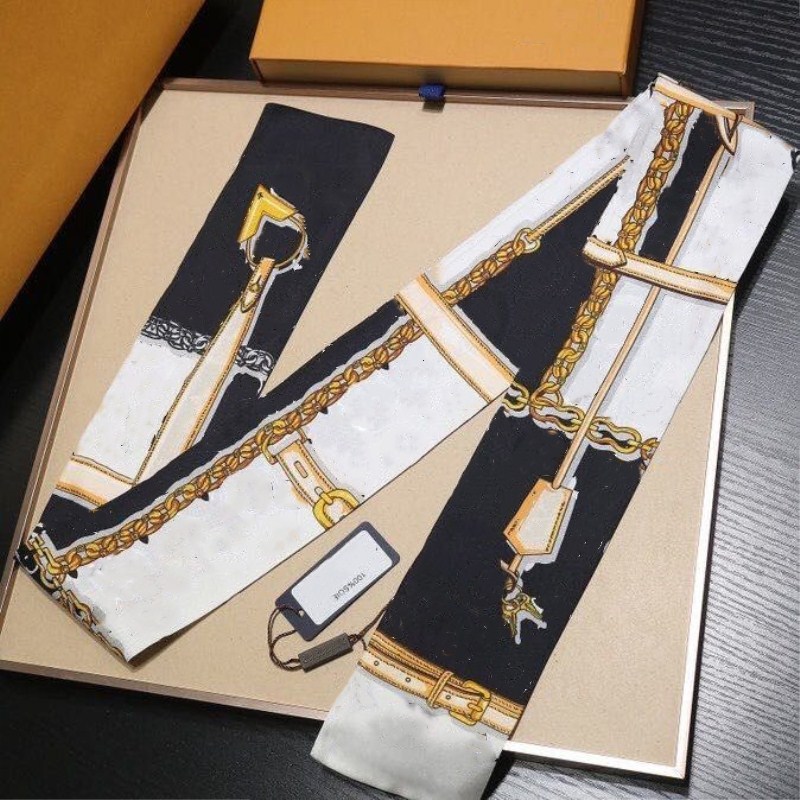 Classic Handbag Scarf Headbands Women Letter Flower Silk Scraves Bandeaux Bag Hair BANDEAU 8x120cm