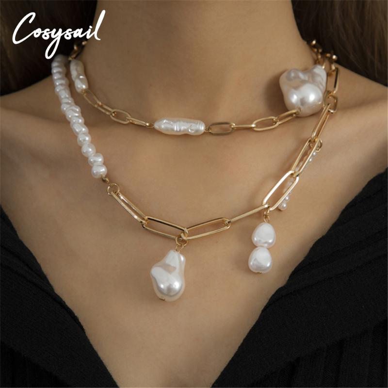 Chokers Cosysail 2Pcs Baroque Pearl Pendant Necklace Set For Women Multilayer Gold Color Link Chain Choker Necklaces Jewelry Gift
Chokers Cosysail 2Pcs Baroque Pearl Pendant Necklace Set For Women Multilayer Gold Color Link Chain Choker Necklaces Jewelry Gift