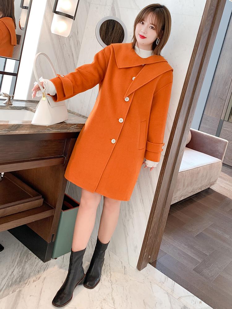 Fashion niche design feeling about neckline double single-breasted western style new winter coat Plus sizes large size, Orange
Fashion niche design feeling about neckline double single-breasted western style new winter coat Plus sizes large size, Orange