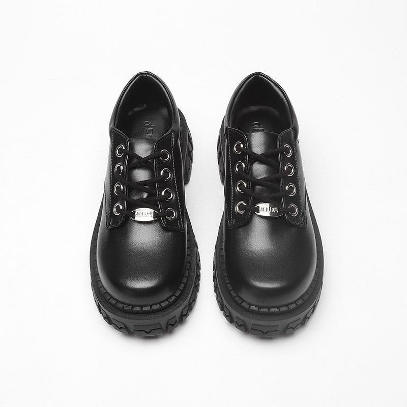 Dress Shoes Spring Delias Leather Thick Bottom Platform Female Japanese Big Head Single College British Style Women's
