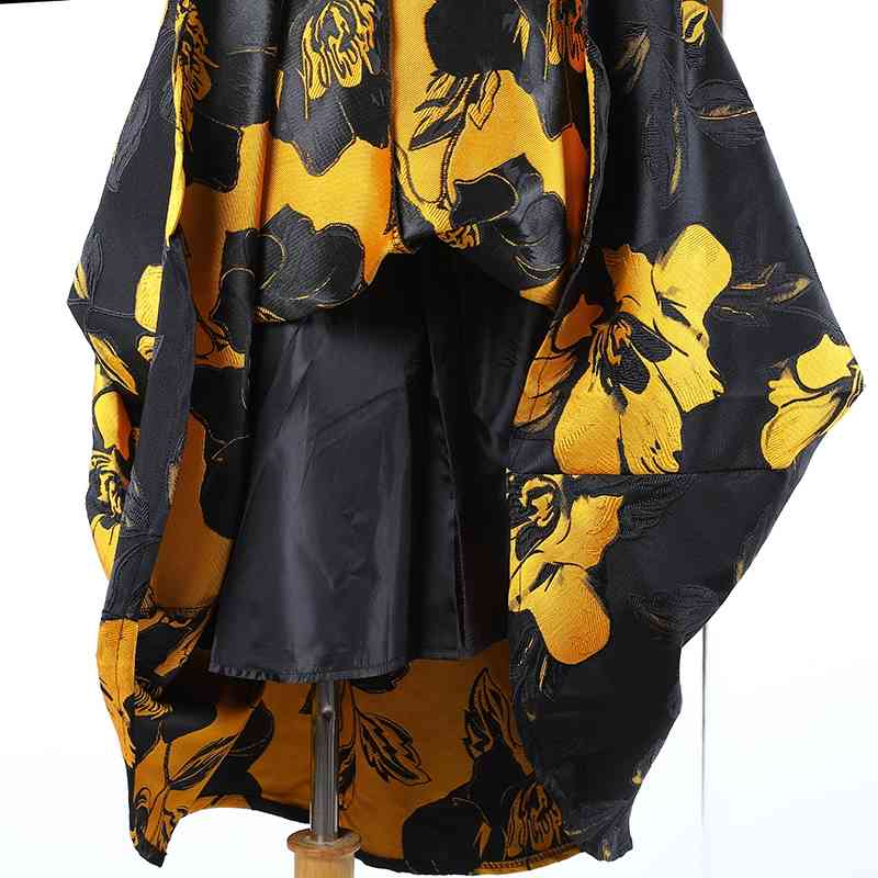 [EAM] High Waist Black Flower Jacquard Temperament Long Half-body Skirt Women Fashion Spring Autumn 1DD3182 210621