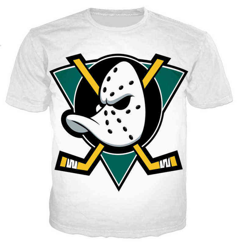 New Summer Mighty Duck Funny 3d Printing T-shirt Ice Hockey Movie Top Stick Ice Hockey Pad Helmet Short-sleeved T-shirt G1203