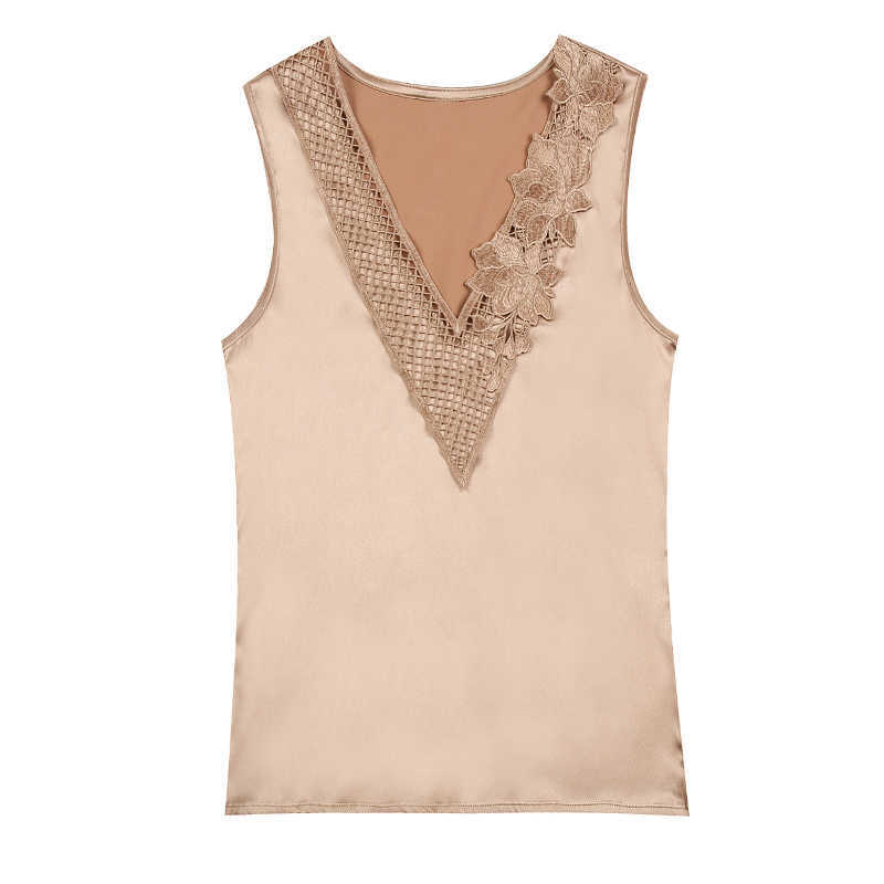 Korean Fashion Silk Tank Top Women Satin Office Lady Lace Solid Plus Size XXXL/4XL White Clothing for 210531