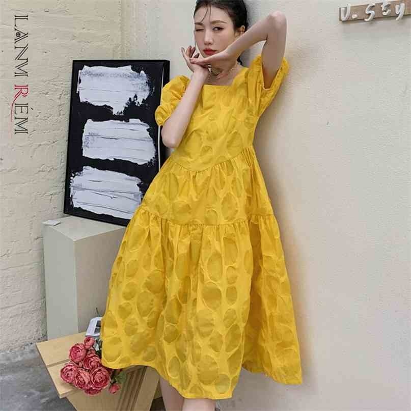 Women Square Neck Yellow Long Dress Bubble Sleeve Dresses Loose Fit Lady Fashion Summer Arrivals 2H061 210526
Women Square Neck Yellow Long Dress Bubble Sleeve Dresses Loose Fit Lady Fashion Summer Arrivals 2H061 210526