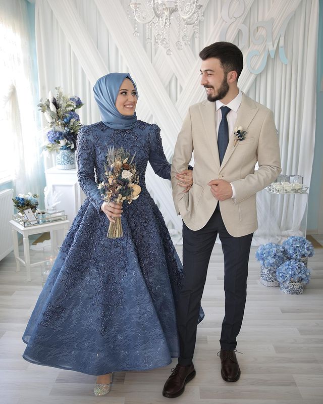 2022 Plus Size Arabic Aso Ebi Navy Blue Luxurious Muslim Prom Dresses Lace Beaded Evening Formal Party Second Reception Gowns Dress ZJ335