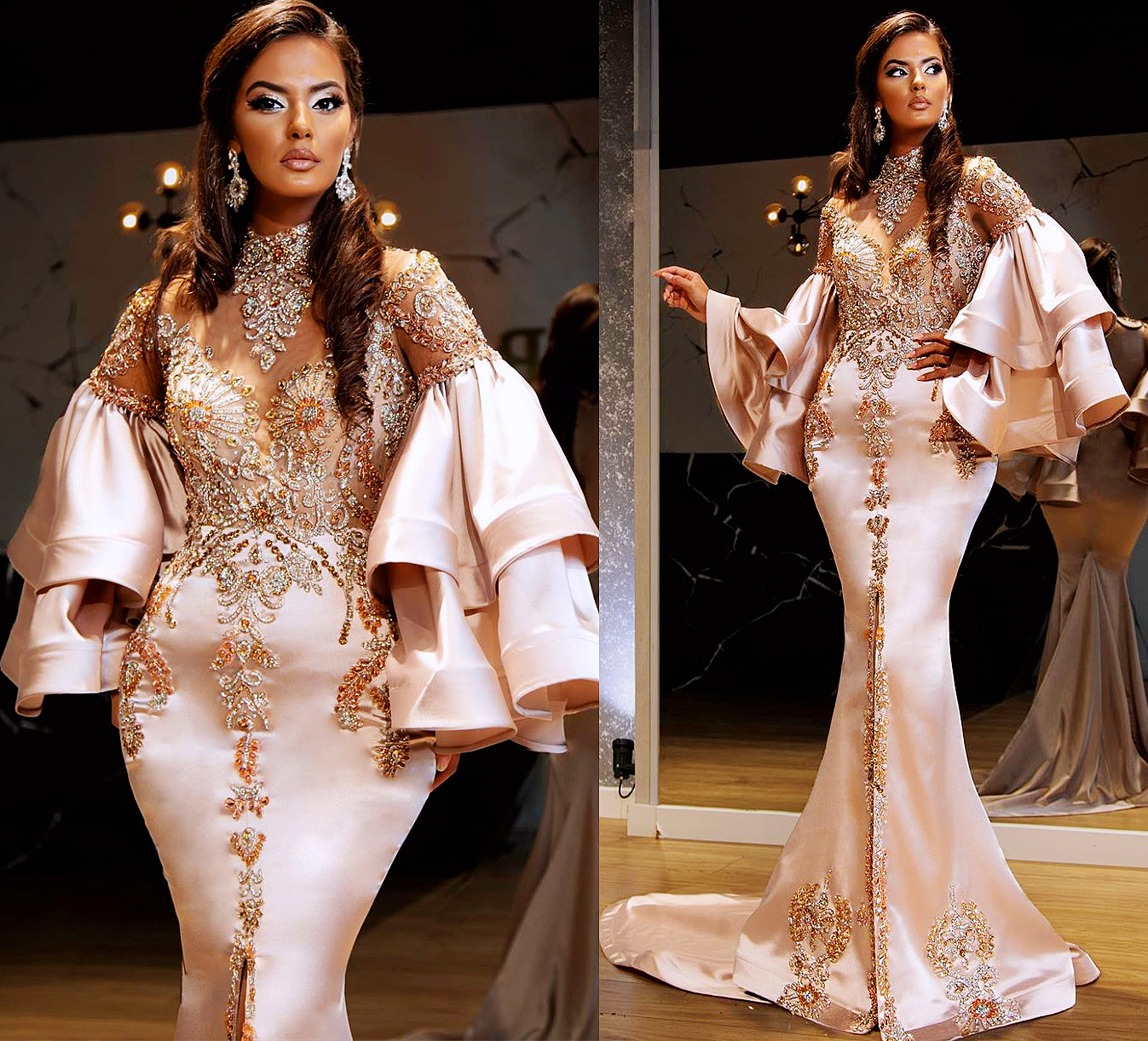 2021 Plus Size Arabic Aso Ebi Mermaid Gold Sexy Prom Dresses Crystals Beaded Lace High Split Evening Formal Party Second Reception Gowns Dress ZJ216, Red
2021 Plus Size Arabic Aso Ebi Mermaid Gold Sexy Prom Dresses Crystals Beaded Lace High Split Evening Formal Party Second Reception Gowns Dress ZJ216, Red