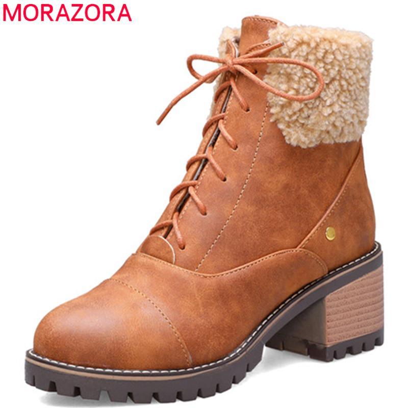 Boots MORAZORA 2021 Arrival Winter Snow Women Lace Up Round Toe Square Heels Casual Shoes Faux Fur Fashion Ankle Woman, Black
Boots MORAZORA 2021 Arrival Winter Snow Women Lace Up Round Toe Square Heels Casual Shoes Faux Fur Fashion Ankle Woman, Black