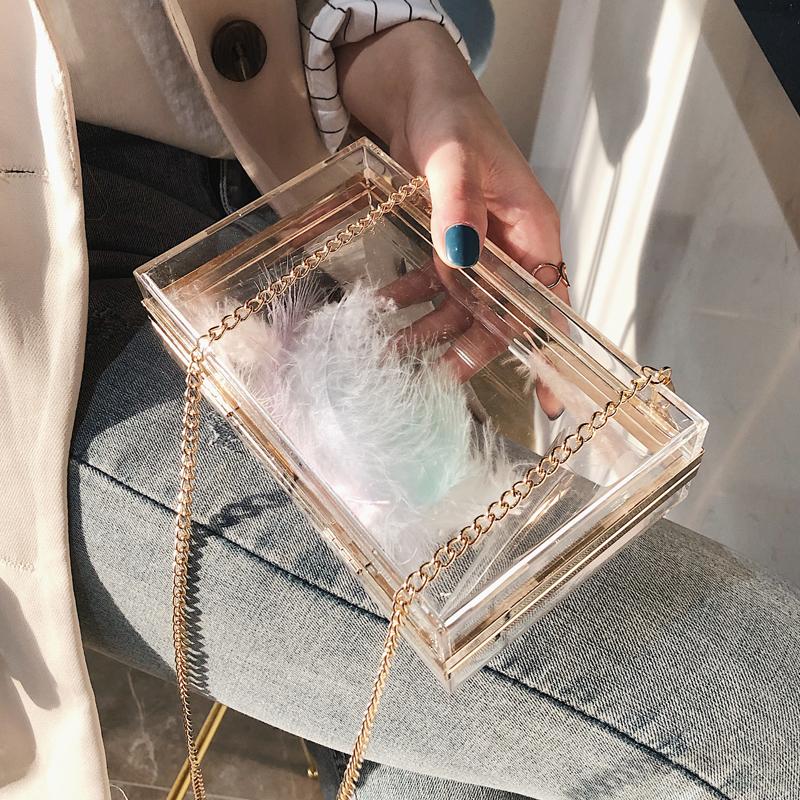 Acrylic Transparent Box bag 2021 Summer Fashion New High quality PVC Women's Designer Handbag Party Chain Shoulder Messenger Bag, Transparent color
Acrylic Transparent Box bag 2021 Summer Fashion New High quality PVC Women's Designer Handbag Party Chain Shoulder Messenger Bag, Transparent color