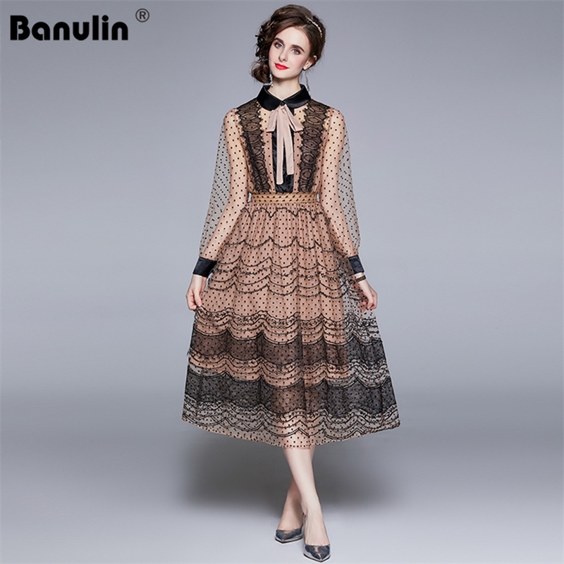 Banulin Summer Runway Party A-Line Dress Women' Lantern Sleeve Dot Mesh Embroidery Vintage Lace Patchwork Midi N66720 210603, Brown
Banulin Summer Runway Party A-Line Dress Women' Lantern Sleeve Dot Mesh Embroidery Vintage Lace Patchwork Midi N66720 210603, Brown