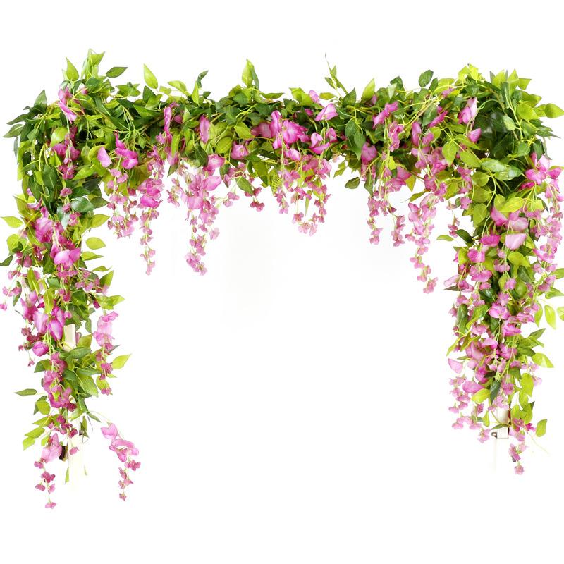 Silk Rose Vine Hanging Artificial Flowers for Wall Decoration Rattan Fake Plants Leaves Wisteria Garland Wedding Home Decoration