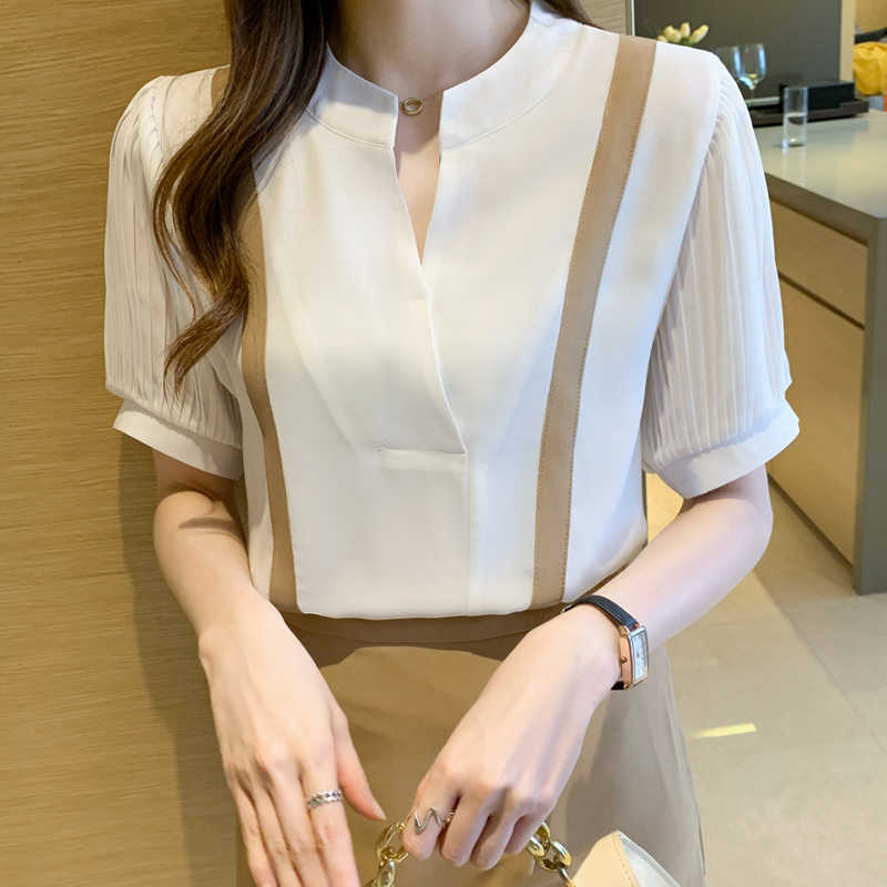 Women' Summer Shirt White Blouses for Women Short Sleeve Patchwork Clothing Female Drop Basic 210604, Camel
Women' Summer Shirt White Blouses for Women Short Sleeve Patchwork Clothing Female Drop Basic 210604, Camel