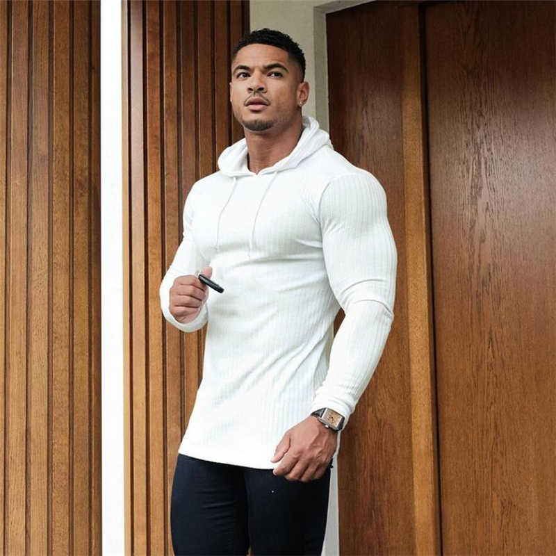 Men's Long Sleeve Hooded Sweaters Spring Autumn Pullovers T Shirt Simple Round Collar Clothing Slim Casual Loose Male Shirts 210629
