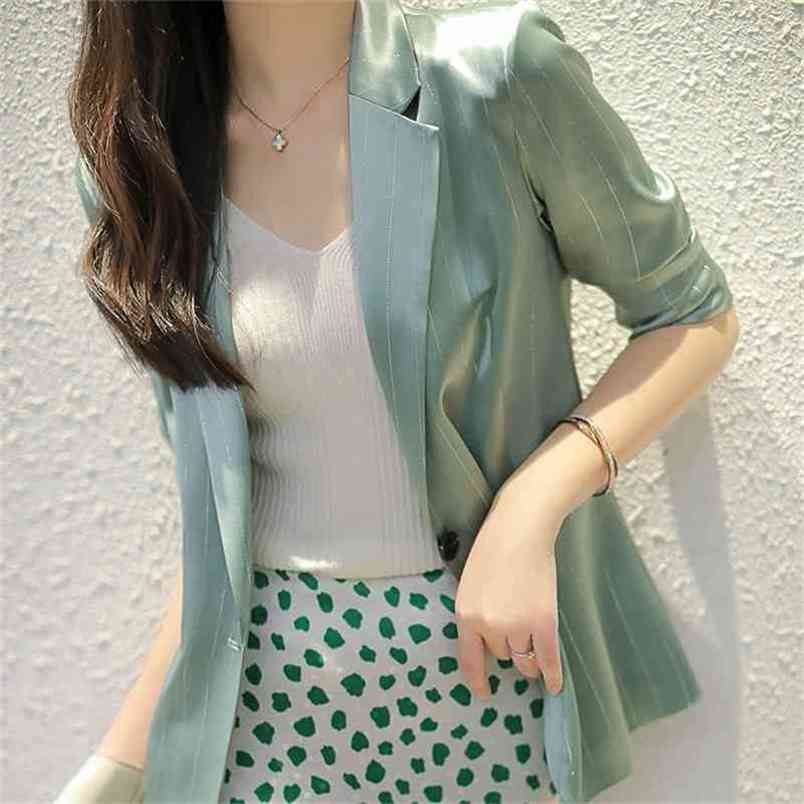 Korean Fashion Satin Women Blazer Office Business Lady Silk Blazers Plus Size Ladies Tops 210531, Green
Korean Fashion Satin Women Blazer Office Business Lady Silk Blazers Plus Size Ladies Tops 210531, Green