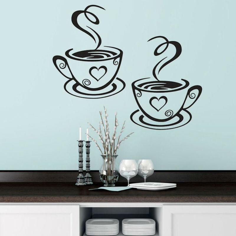 Wall Stickers Home Kitchen Restaurant Cafe Tea Sticker Coffee Cup Decor For Decoratione Rack
