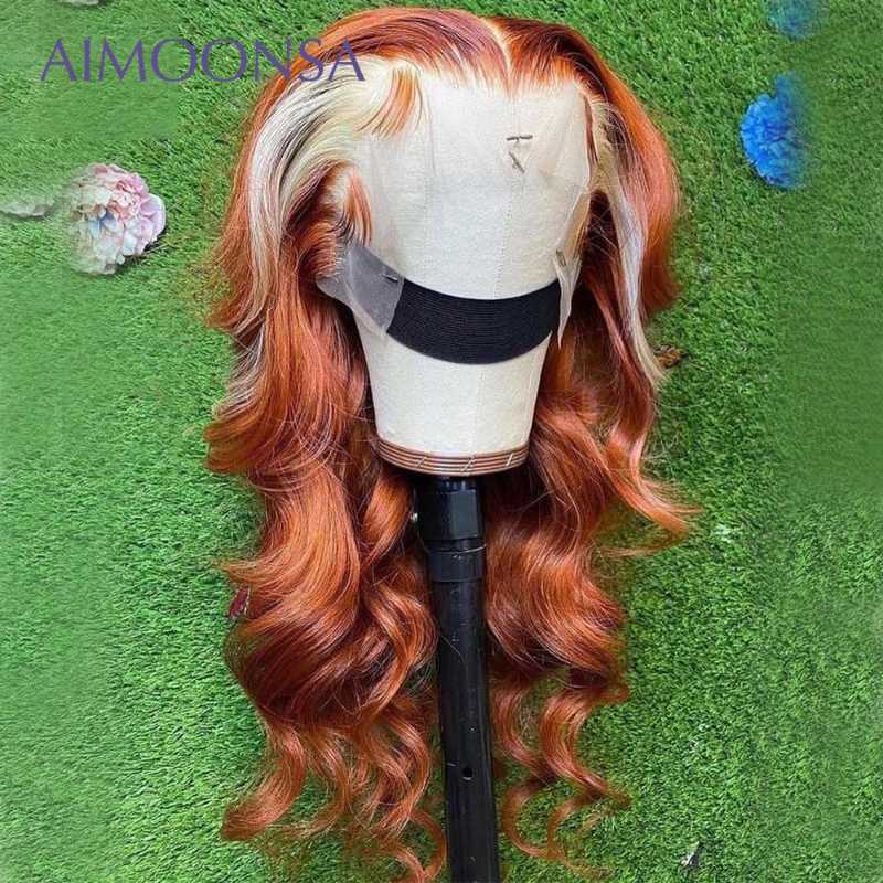 Lace Wigs Blonde 613 Frontal Wig Hd Transparent Ginger Front Full Colored Human Hair Highlight Deep Wave Orange