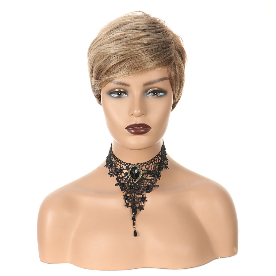 Charming Short Striaght Mixed Blond Synthetic wig women's Hair wigs for life Cosplay