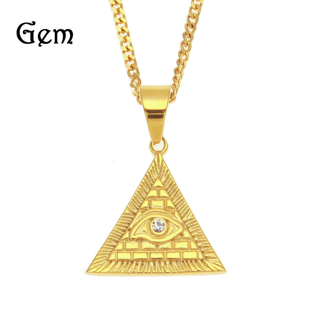 New men's hip hop pyramid Horus eye Triangle Pendant