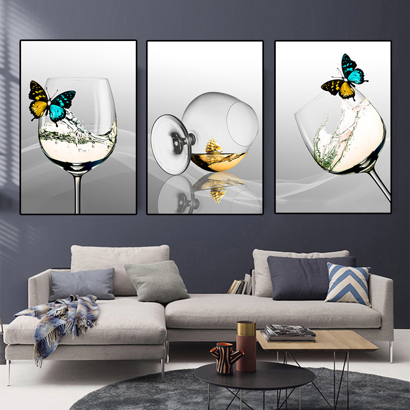 Restaurant Kitchen Boblet Butterfly Art Cuadros Unframed Decorative Painting Pictures Printed On Canvas Modern Home Decor